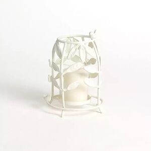 White bird with leaves candle holder